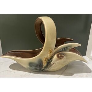 Vintage Mid Century Hull‎ Pottery Parchment & Pine Basket PRISTINE Condition 16"